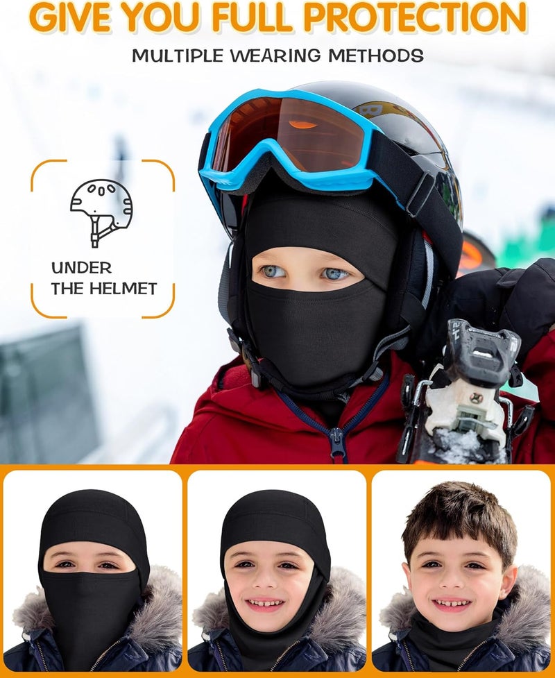 AOPREL Kids Balaclava Ski Mask, Modal Wool Blend Soft Face Mask for Boys & Girls, Windproof Full Face Cover for Cold Weather - Image 4